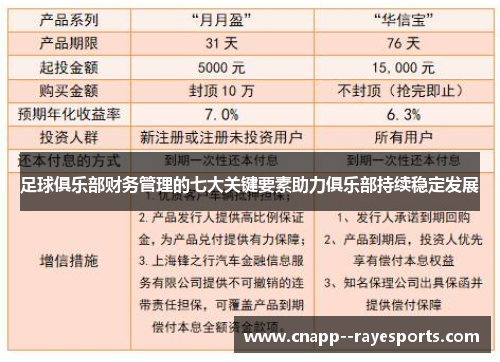 足球俱乐部财务管理的七大关键要素助力俱乐部持续稳定发展 足球俱乐部财务管理的七大关键要素助力俱乐部持续稳定发展